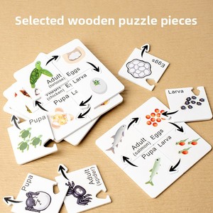 Tarjetas de Madera del Ciclo de Vida de Insectos, Juguete Educativo Montessori de Ciencia STEM para Niños, Rompecabezas de Emparejamiento de Etapas del Ciclo de Vida Animal - Product Image 4