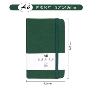Buku catatan a6 kualitas tinggi buku catatan saku kulit pu dengan buku catatan jurnal pena dengan Logo kustom