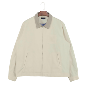 Giacca da <span class=keywords><strong>uomo</strong></span> in cotone 100% con Zip a maniche lunghe <span class=keywords><strong>cappotto</strong></span> <span class=keywords><strong>Beige</strong></span> con fodera a righe e colletto invernale sul davanti - Product Image 2