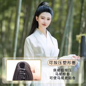 Peluca Hanfu con Cola de Caballo Larga y Lisa con Clip, Peinado Caballero Antiguo, Unisex, Fácil de Aplicar - Product Image 4