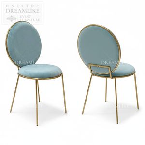 Sedia da Pranzo di Alta Gamma in Velluto Blu <span class=keywords><strong>con</strong></span> Gambe in Acciaio Dorato, Seduta Imbottita per Feste, Banchetti e Hotel, Ordinabile su Pallet - Product Image 2