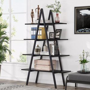 Bibliothèque de style américain Bibliothèque en bois Bibliothèque Design Étagère à livres Rack Angle Acier Ancient Antique Bibliothèques avec échelle - Product Image 6