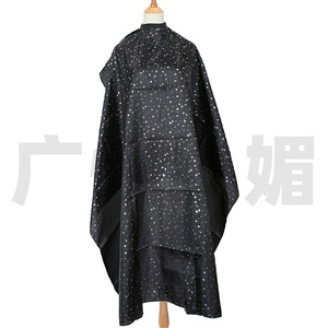 Cape de coiffure noire et blanche à motif étoile en polyester, anti-adhésive, pour salon de coiffure, taille comme indiquée - Product Image 1