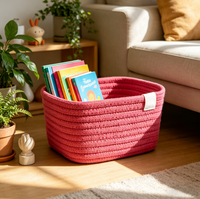 Panier de rangement pliable en coton de style bohème, rectangulaire, écologique, pour la décoration de la maison - Organisateur de rangement de bureau, couleur personnalisée
