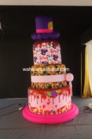 Décoration de gâteau d'anniversaire géante gonflable commerciale, gâteau de Noël gonflable en forme de pingouin