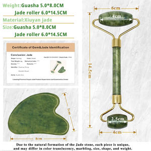 Vente en gros d'usine Logo gratuit 100% Véritable rouleau de <span class=keywords><strong>jade</strong></span> naturel Outil de <span class=keywords><strong>massage</strong></span> facial Gua Sha <span class=keywords><strong>Stone</strong></span> <span class=keywords><strong>Jade</strong></span> Roller Set - Product Image 4
