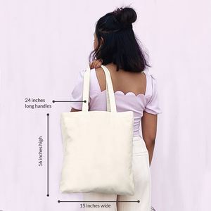 Sac fourre-tout en toile de coton biologique de haute qualité, couleur beige naturel, avec logo personnalisé et poignée en corde, vente en gros - Product Image 2