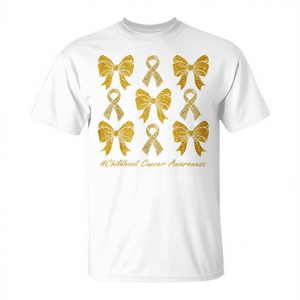 Camiseta con lazo dorado para concienciación sobre el cáncer infantil para mujeres y niñas - Product Image 2