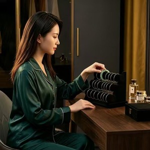 ชั้นวางเครื่องประดับกำมะหยี่สามชั้น 30 ซม. ชั้นวางโชว์บนโต๊ะสไตล์โมเดิร์นหรูหราสำหรับจัดเก็บเครื่องประดับกำไลข้อมือ - Product Image 1