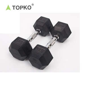 TOPKO סיטונאי סין יצרן מותאם אישית משלוח משקל כושר 1-60 KG סט מתכת ידית יצוק ברזל גומי Hex משושה משקולת - Product Image 3