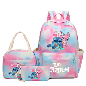 Tuta in tre pezzi grazioso con cuciture a cartoni animati zaini impermeabili borsa da pranzo <span class=keywords><strong>astuccio</strong></span> ad alta capacità per scolari per bambini - Product Image 3