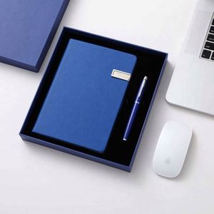 En stock, carnet de luxe A5 à couverture rigide, logo personnalisable, agenda en cuir PU de luxe avec stylo métallique, cadeau - Product Image 1