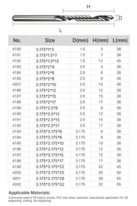 Huhao 1/8 Shank sáo đơn xoắn ốc vonfram phay cắt lên cắt khắc khoan Router <span class=keywords><strong>bit</strong></span> cho Acrylic PCB 4180 - Product Image 6