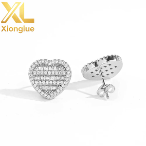 Pendientes de Moda con Forma de Corazón, Oro, Circonita Cúbica Baguette, Joyería Hip Hop para Hombre y Mujer, el Mejor Regalo - Product Image 2
