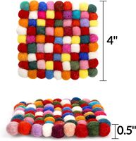 Sous-verres bohèmes multicolores écologiques, lot de 6, en feutre rond de 4 pouces, colorés pour les boissons, sous-verres faits à la main en feutre de laine