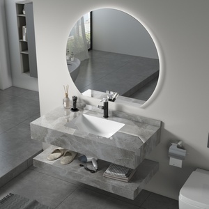 <span class=keywords><strong>Muebles</strong></span> de <span class=keywords><strong>Baño</strong></span> Modernos de Alta Calidad, Impermeables, con Gabinetes de Losa de Roca Montados en la Pared y Espejo LED - Product Image 3