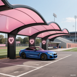 Phong cách mới tùy chỉnh PVC/pvdf/PTFE mái ngoài trời gió mạnh thép Tùy chỉnh màu carport 2 chỗ đậu xe - Product Image 1