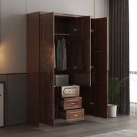 Armoire de chambre à coucher en MDF à 3 portes avec tiroirs, finition papier, miroir inclus, prix de gros pour la maison