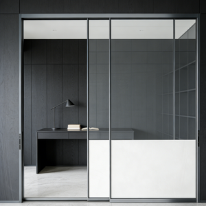 <span class=keywords><strong>Porte</strong></span> coulissante panoramique en verre à cadre ultra-fin en aluminium, isolation thermique pour séparations intérieures et extérieures <span class=keywords><strong>de</strong></span> bureau et cuisine - Product Image 3
