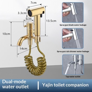 Pistolet pulvérisateur WC à une entrée et deux sorties, <span class=keywords><strong>mini</strong></span>-vanne d'angle, buse de chasse d'eau pressurisée pour toilettes domestiques - Product Image 5
