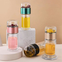 Bouteille d'eau en verre borosilicate de 350 ml avec infuseur à thé, filtre de séparation du thé, design classique pour la maison, le bureau, les cadeaux d'affaires