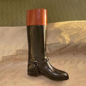 Colors Patchwork Women Flat Buckles Sip on Knee High Boots Knight <b>Round</b> <b>Toe</b> Long Booties Comfortable Designer Shoes - Product Image 3