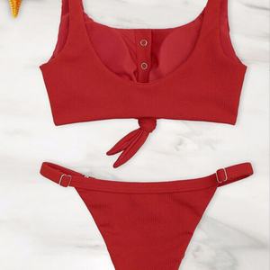 Bikini de una pieza de lujo 2025 con logo personalizado, falda sólida/estampada, sexy, para playa, con logo frontal. - Product Image 3