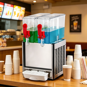 Distributeur de boissons froides commercial à 2 réservoirs 2x10L en acier inoxydable avec système de refroidissement pour buffets et cafés AS-Icecream0 - Product Image 2