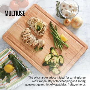 <b>Wooden</b> Cutting Board 50.8x35.5x2cm Rectangle Grooved Kitchen Chopping <b>Block</b> - Product Image 2