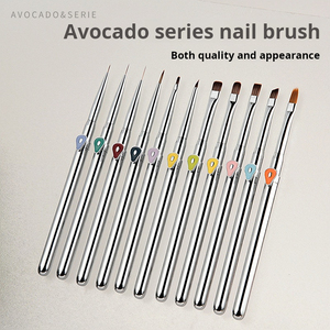 Ensemble de pinceaux à ongles avec manche en métal, pinceaux triangulaires en nylon pour la peinture au gel UV, pour le nail art - Product Image 4