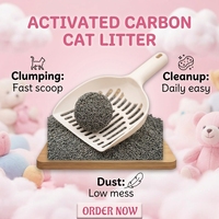 Kotoran Kucing Bentonit Karbon Aktif, Daya Gumpal Kuat, Rendah Debu, Butiran Penghilang Bau, Penyerapan Air Cepat, Aman untuk Kucing di Dalam Ruangan
