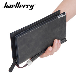 กระเป๋าสตางค์ใบยาวผู้ชายแบรนด์ Baellerry สีดำ หนังแท้ ซิปปิด ใช้งานได้หลากหลาย เหมาะสำหรับใช้ในชีวิตประจำวัน - Product Image 1