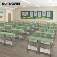 Bureau d'école durable à siège unique et à hauteur réglable avec 1 tiroir et chaise en plastique moderne pour les étudiants.