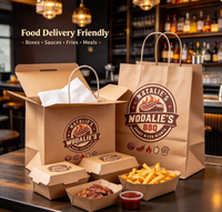 Sac en papier kraft brun personnalisé imprimé pour l'emballage alimentaire, les traiteurs, les restaurants, les plats à emporter, écologique et recyclable