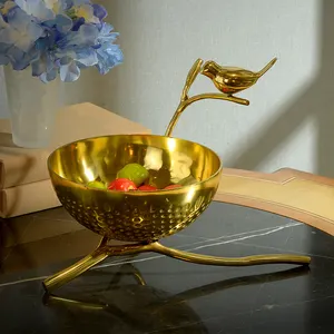 유럽 스타일 홈 거실 황금 과일 그릇 프랑스어 황동 새 장식 사탕 그릇 장식 공예