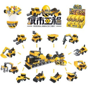 Set kotak Mini Anime mainan telur ekskavator seri truk mainan anak perakitan 12 1 Baru mainan telur kejutan K26A - Product Image 1