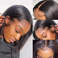 Perruque Lace Front Bob Blonde 613, 100% Cheveux Humains Brésiliens Remy, Densité 180%, Longueur Courte, Dentelle Transparente, Baby Hair