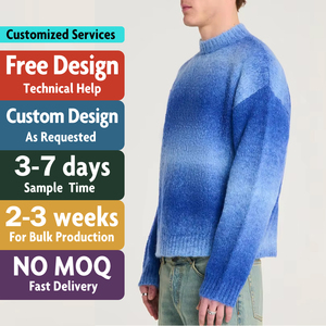 Áo len nam cổ lọ in logo tùy chỉnh, chất liệu len mềm mại, họa tiết sọc, dệt kim tay dài, áo len mùa đông chất liệu mohair dành cho nam - Product Image 2