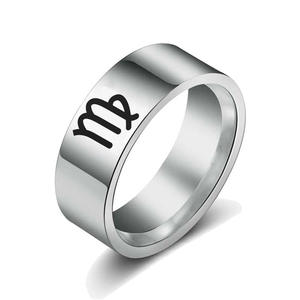 Anillos de acero de titanio para hombre y mujer, Aries, capricornio, cáncer, zodiaco, astrología, signo de 12 Constelaciones, joyería para parejas - Product Image 4