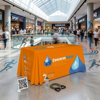 Housse de table drapée personnalisée de 4 pieds, impression couleur, sublimation par transfert thermique, polyester, pour stand d'exposition, événement