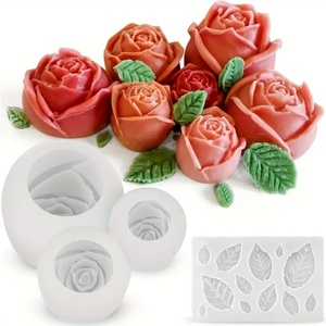 Molde de Silicona TangChu con Diseño 3D de Rosa y Hoja para Velas/Apósitos Aromáticos, Molde para Pastel/Hielo con Forma de Flor, Bandeja de Cubitos de Hielo Apta para Congelador - Product Image 1