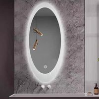 Miroir intelligent ovale en acrylique pour salle de bain, miroir de salle de bain ultra-clair avec éclairage LED, miroir décoratif mural
