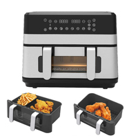 Aifa 10L Friteuse à air à double panier sans huile avec affichage LED Friteuses électriques numériques avec deux zones de cuisson