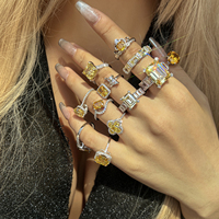 Bague Dylam en argent S925 avec zircon cubique jaune, bague de promesse minimaliste, bague de fiançailles, bague de mariage, bijoux pour femmes
