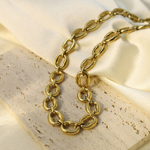 Stainless Steel Geometric Chain Necklace 18K Gold Silver Spliced Fashion Jewelry Daily Party Wear - Product Image 3
