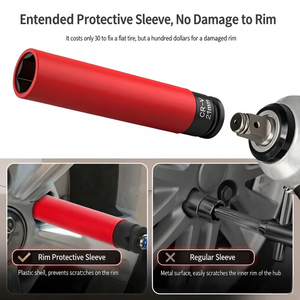 3 Pc Universal Fit Car Tire <b>Socket</b> Set 17mm CR-V <b>Extension</b> for Wheel Nut Removal Repair Tools - Product Image 5