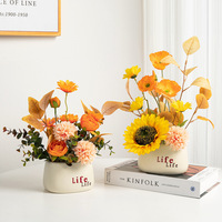 Plante artificielle de tournesol en pot, verdure en soie réaliste, pot en céramique PVC, arrangement décoratif pour bureau, maison