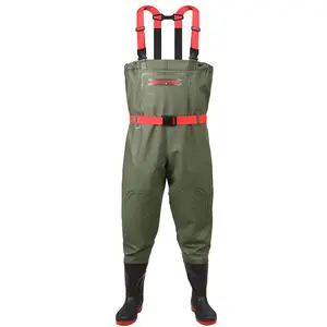 卸売OEM/ODMフライフィッシングウェーダー男性用通気性と防水性高品質ウェーダーパンツ狩猟チェストウェーダーブーツ付き
