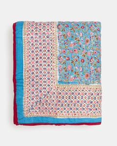 Capri Blue Cotton Quilt Hand Block Print Reversible Bedspread Soft All Season <b>King</b> Queen Bedding - Product Image 1