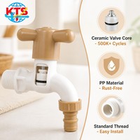 Válvula de Bola de PP de 1/2 y 3/4 Pulgadas DN15 DN20, Grifo de Plástico con Cartucho Cerámico, Conector de Manguera para Riego de Jardín y Granja
